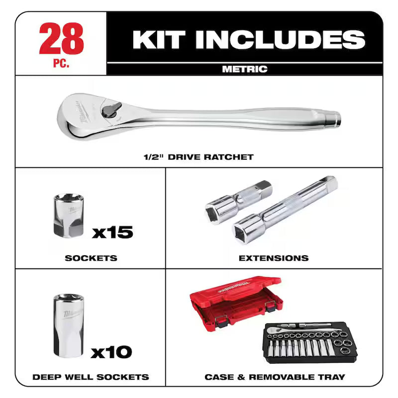 1/2 in. Drive SAE/Metric Ratchet and Socket Tool Set 50-Piece X791