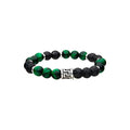 Stainless Steel Lava Bead & Green Tiger's Eye Bead Bracelet K7054