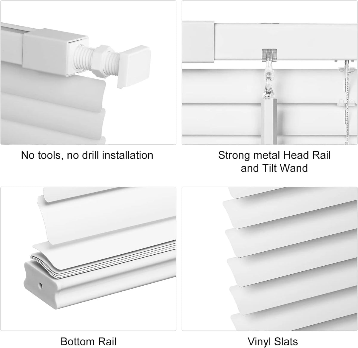 1" Vinyl Horizontal Mini Blinds 36" W x 64" H White L533726