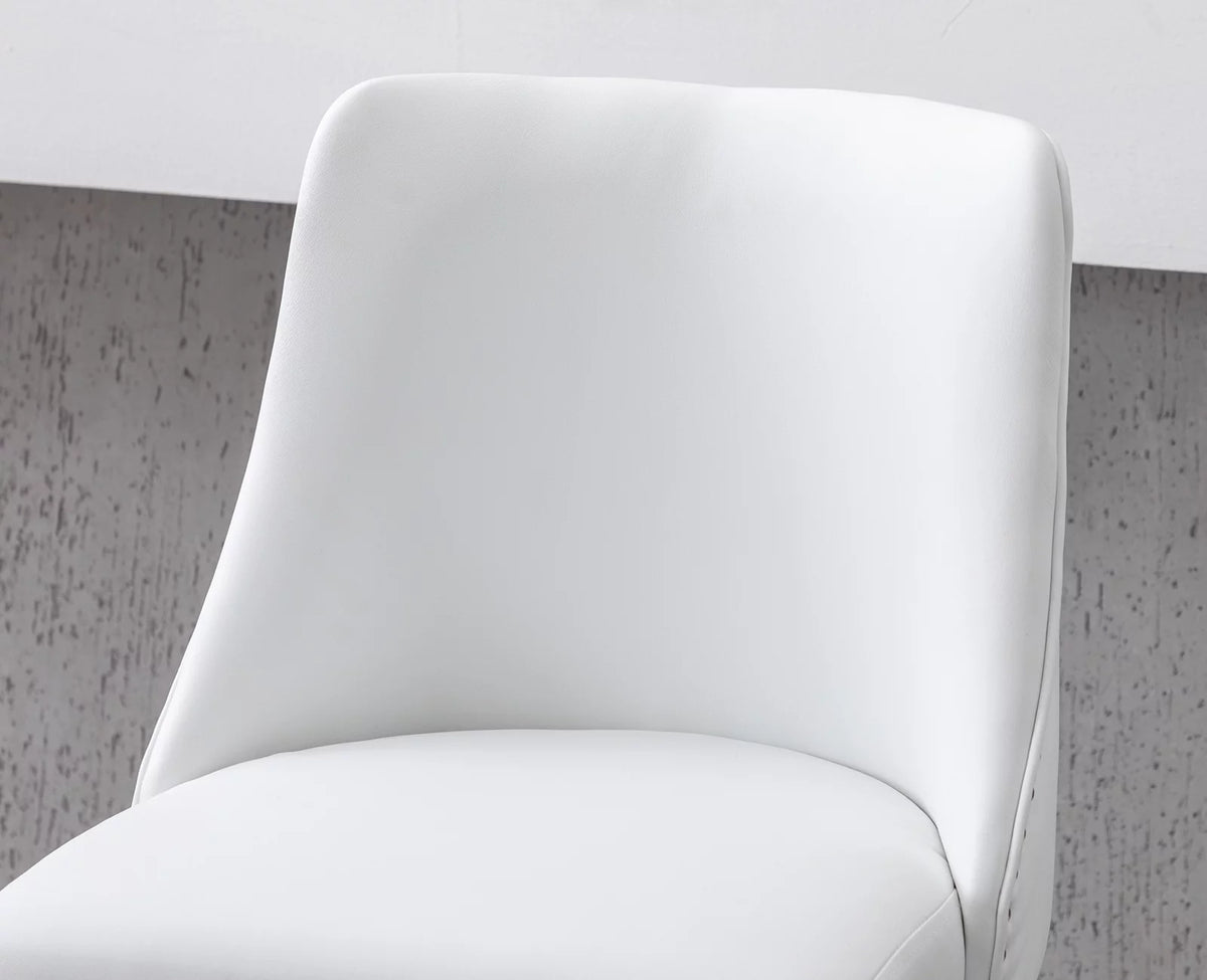 27.5 Inch Swivel Bar Stool Set of 2 White Faux Leather Q805