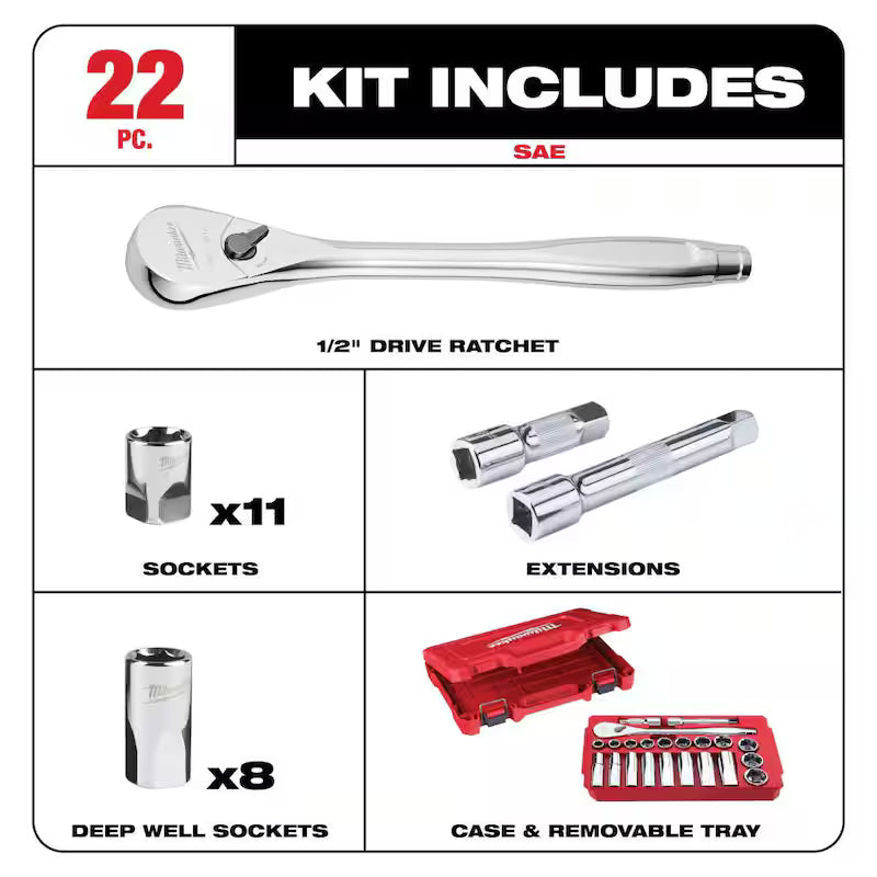 1/2 in. Drive SAE/Metric Ratchet and Socket Tool Set 50-Piece X791