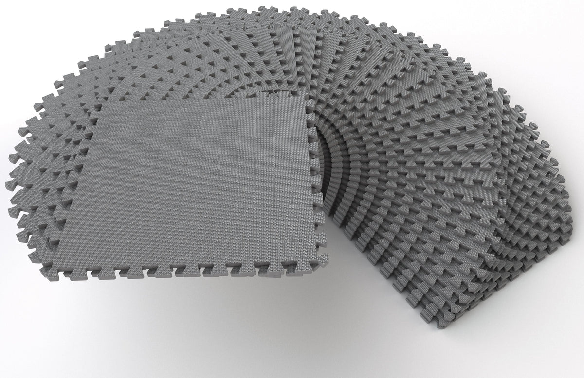1 In. Thick EVA Foam Interlocking Exercise Mat, 6 Piece, Black W3915