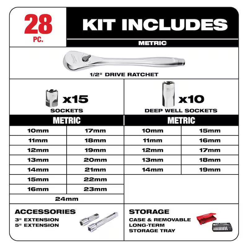 1/2 in. Drive SAE/Metric Ratchet and Socket Tool Set 50-Piece X791