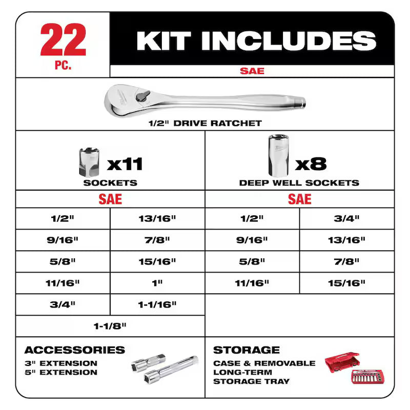 1/2 in. Drive SAE/Metric Ratchet and Socket Tool Set 50-Piece X791