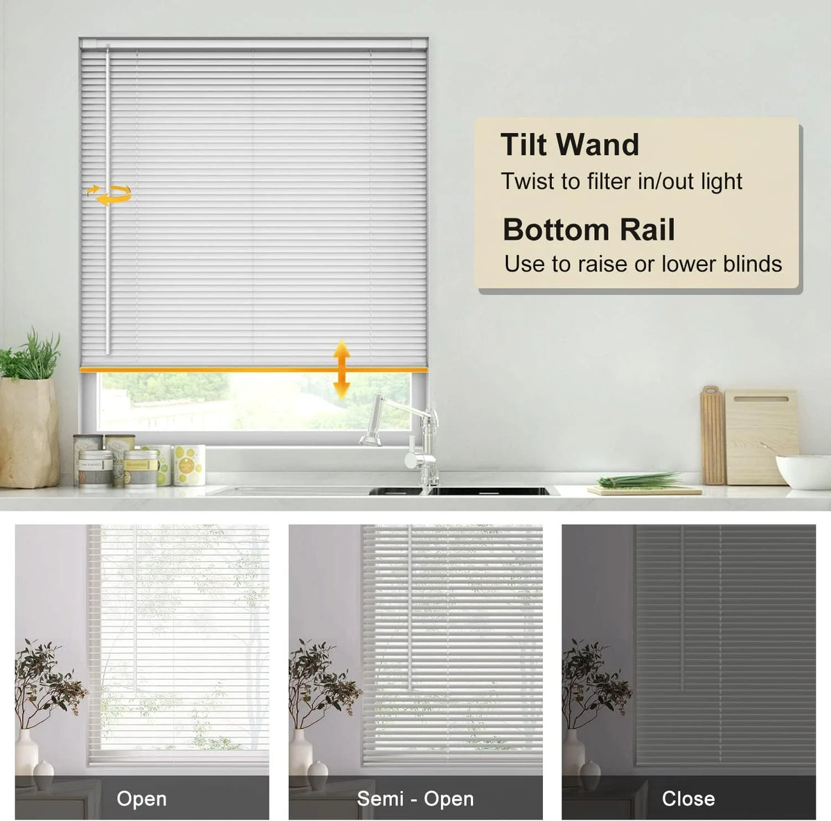 1" Vinyl Horizontal Mini Blinds 36" W x 64" H White L533726