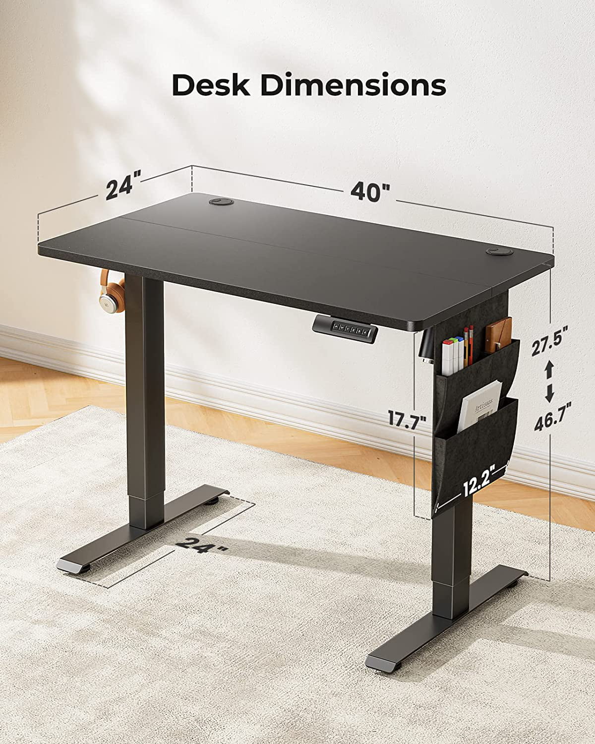 40" Height Adjustable Electric Standing Desk E6627