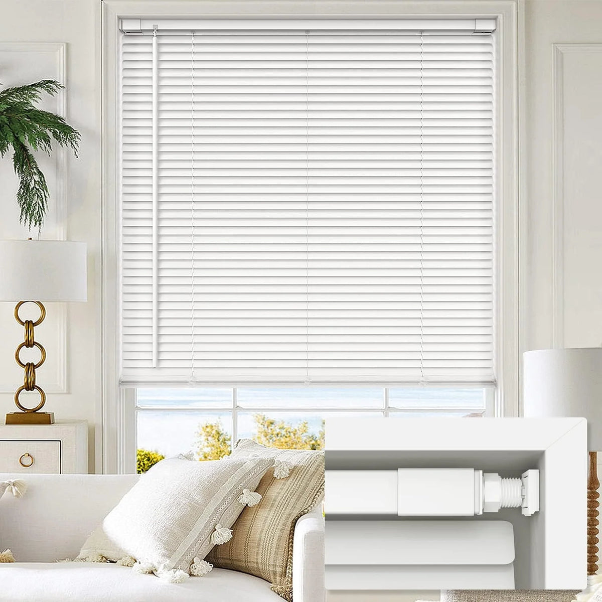 1" Vinyl Horizontal Mini Blinds 36" W x 64" H White L533726