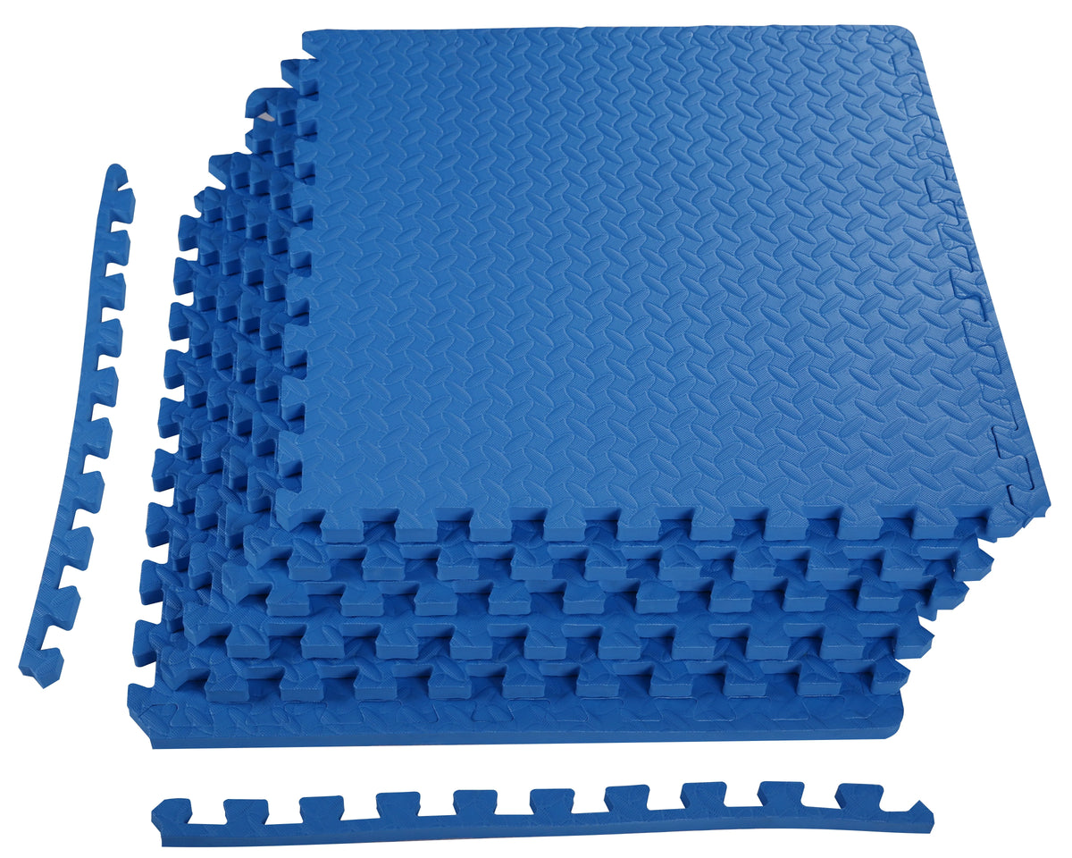1 In. Thick EVA Foam Interlocking Exercise Mat, 6 Piece, Black W3915