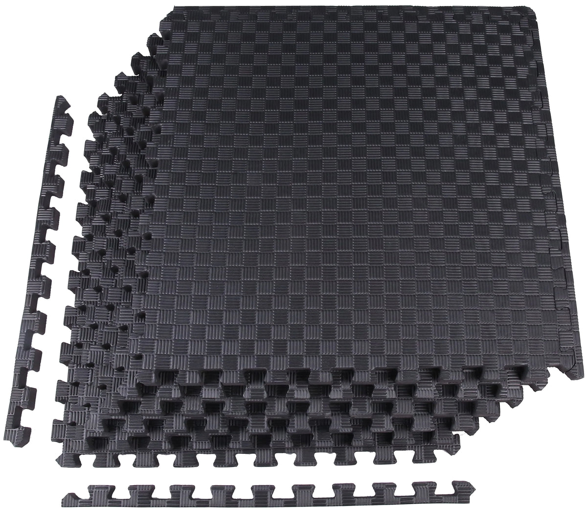 1 In. Thick EVA Foam Interlocking Exercise Mat, 6 Piece, Black W3915